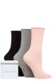 Ladies 3 Pair Falke Happy Box Gift Boxed Socks - Black / Grey / Pink