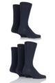 Mens 5 Pair Farah Classic Everyday Plain and Argyle Jacquard Cotton Socks - Navy