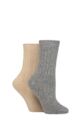 Ladies 2 Pair SOCKSHOP Wildfeet Cashmere Socks - Grey / Stone