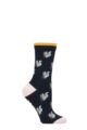 Ladies 1 Pair Thought Bamboo and Organic Cotton Animal Socks - Navy