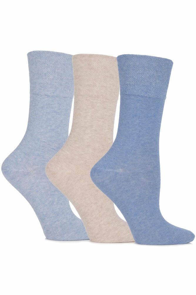 Ladies 3 Pair Gentle Grip Eva Plain Cotton Socks