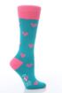 Ladies 1 Pair Corgi  100% Cotton Hearts Socks In Aqua