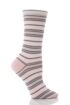 Ladies 1 Pair Levante Vari-Striped Mercerised Cotton Crew Socks In 4 Colours