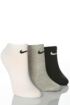 Unisex 3 Pair Nike Cotton Non-Cushioned No-Show Trainer Liners In 2 Colours