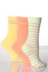 Ladies 3 Pair Elle Cotton Socks 2 Striped And 1 Plain In 5 Colours