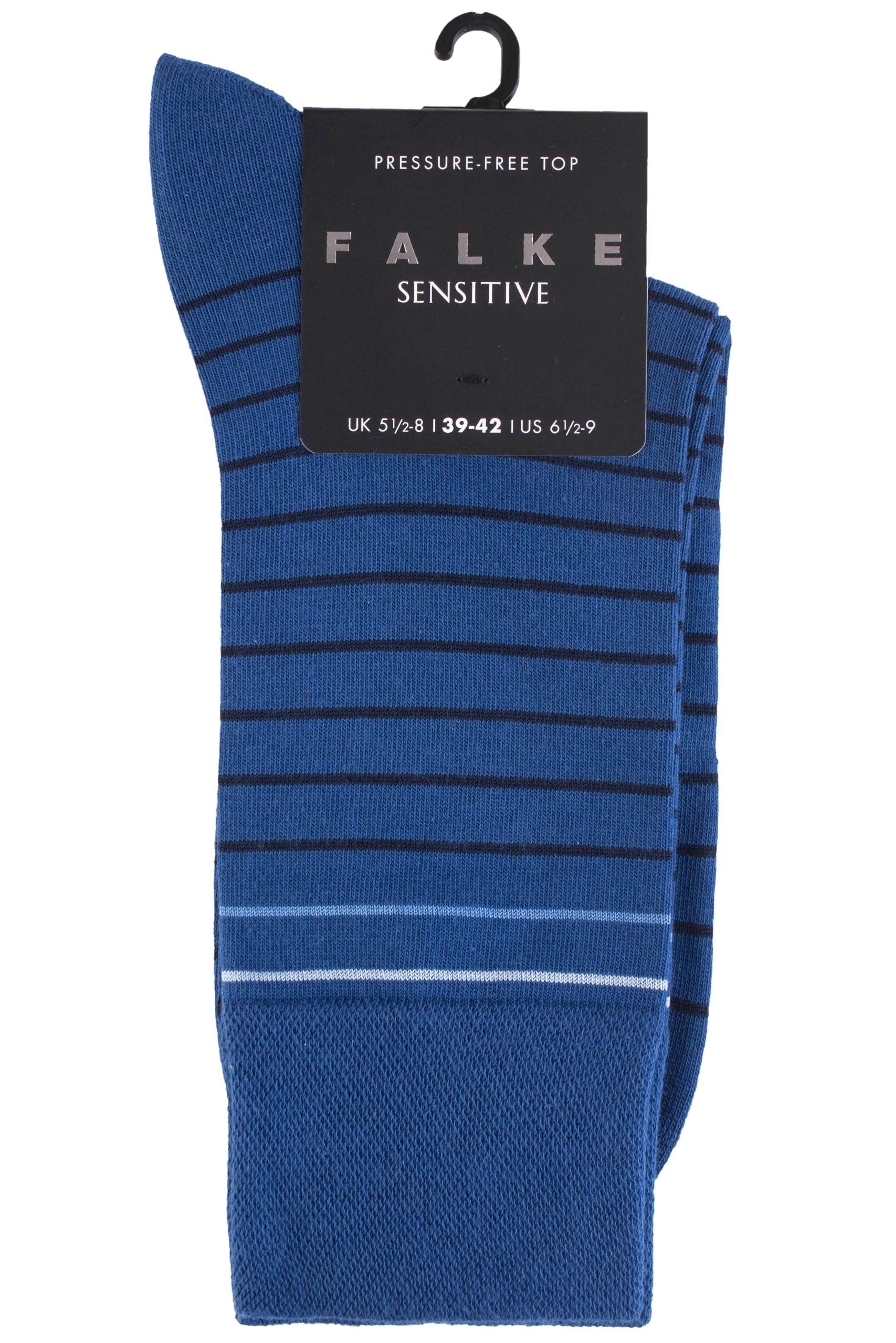Mens 1 Pair Falke Sensitive Narrow Striped Cotton Socks In 4 Colours