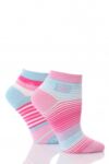 Ladies 2 Pair Elle Bamboo Striped Trainer Liners In 2 Colours