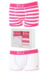 Mens 2 Pair Pringle Plain & Stripe Boxer Short Gift Set In White & Pink