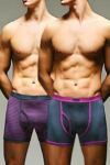 Mens 2 Pair Jeep Keyhole Stripe & Plain Trunks In Plum