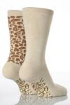 Ladies 2 Pair Totes Leopard Skin Patterned Slipper Socks