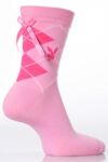 Ladies 1 Pair Playboy Weekend Bunny Argyle And Bunny Head Patterned Ankle Sock With Bow In 2 Colours