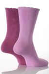 Ladies 2 Pair Elle Plain Bamboo Fibre Sock In 7 Colours