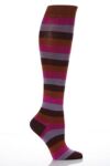 Ladies 1 Pair Falke Block Stripe Cotton Knee High In 7 Colours