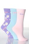 Ladies 3 Pair Elle Patterned Socks In 9 Colours