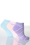 Ladies 3 Pair Elle Cotton Trainer Liners 2 Striped & 1 Plain In 7 Colours