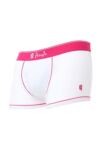 Mens 1 Pack Pringle White Fashion Trunks With Hot Pink Contrast Waistband & Binding