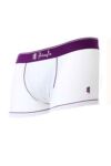 Mens 1 Pack Pringle White Fashion Trunks With Purple Contrast Waistband & Binding