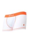 Mens 1 Pack Pringle White Fashion Trunks With Orange Contrast Waistband & Binding