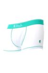 Mens 1 Pack Pringle White Fashion Trunks With Green Contrast Waistband & Binding