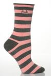 Ladies 2 Pair Pringle Holly Block Striped Socks with Roll Top Cuff in 7 Colours