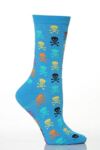 Ladies 1 Pair Hot Sox Skull & Crossbone Patterned Socks In 2 Colours