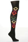 Ladies 1 Pair Hot Sox Diamond Patterned Thigh High Socks In 2 Colours
