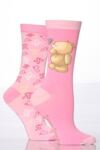 Ladies 2 Pair Forever Friends Bear & Butterfly Socks