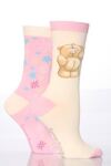 Girls 2 Pair Forever Friends Bear & Flower Socks