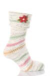 Ladies 1 Pair Hot Sox Multicoloured Slipper Socks With Embroidered Flower 33% OFF