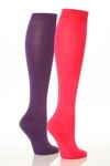 Ladies 2 Pair SockShop Plain Bamboo Knee Highs In 6 Colours