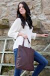 Ladies Calvin Klein Textured Leather Large Flat Shopping Handbag In 3 Colours