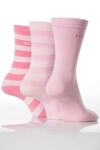 Ladies 3 Pair Elle Cotton Socks 2 Striped And 1 Plain