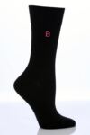 Ladies 1 Pair SockShop Individual Pink Embroidered Initial Socks - B