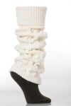 Ladies 1 Pair Hot Sox Cable Knit Turncuff Legwarmer With Pom Poms In 2 Colours