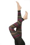 Ladies 1 Pair Hot Sox Bold Block Stripe Footless Tights