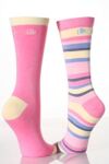 Ladies 2 Pair Elle Striped and Plain Bamboo Socks In 3 Colours