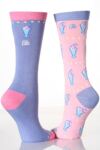 Ladies 2 Pair Elle Patterned Bamboo Socks In 3 Designs