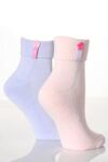 Ladies 2 Pair Elle Bamboo Ankle Socks With Cushion Sole In 2 Colours