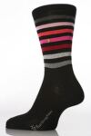 Mens 1 Pair Burlington Horizontal Multi Striped Cotton Socks In 2 Colours