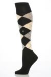 Ladies 1 Pair Burlington Original Argyle Patterned Wool Knee Highs In 3 Colours