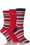 Ladies 3 Pair Elle Cotton Socks 2 Striped And 1 Plain In 2 Colours
