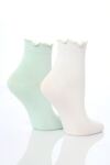 Ladies 2 Pair Elle Bamboo Anklets with Frilly Welt In 3 Colours