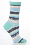 Ladies 1 Pair Levante Multi Striped 10 Crew Socks In 3 Colours