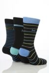 Mens 3 Pair Pringle Rosewell Fashion Striped Socks In 4 Colours