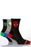 Boys 3 Pairs Marvel Heroes Sports Socks - Hulk, Spiderman & Wolverine In 3 Colours