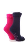 Ladies 2 Pair Elle Thermal Bed & Slipper Socks In 4 Colours