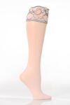 Ladies 1 Pair Levante "Flight" Patterned Lace Top Knee Highs In 2 Colours