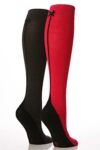 Ladies 2 Pair Elle Knee High Socks With Back Seam & Bow In 2 Colours