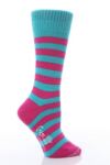 Ladies 1 Pair Corgi Cashmere & Cotton Block Stripe Socks In Aqua