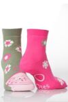 Ladies 2 Pair Totes Novelty Animal Slipper Socks In 3 Colours